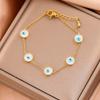 1 set of circular flower Fritillaria magic eye women's minimalist style stainless steel plated 18k gold bracelet