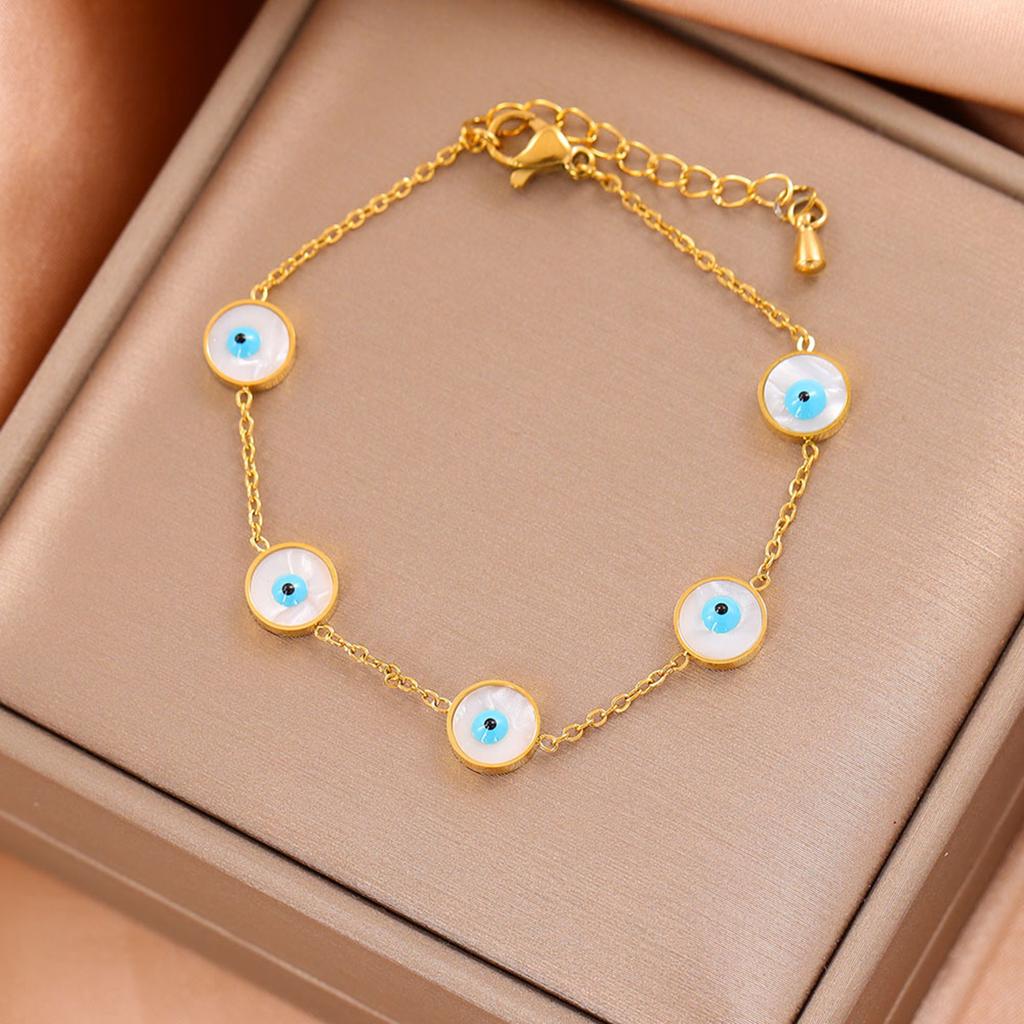 1 set of circular flower Fritillaria magic eye women's minimalist style stainless steel plated 18k gold bracelet