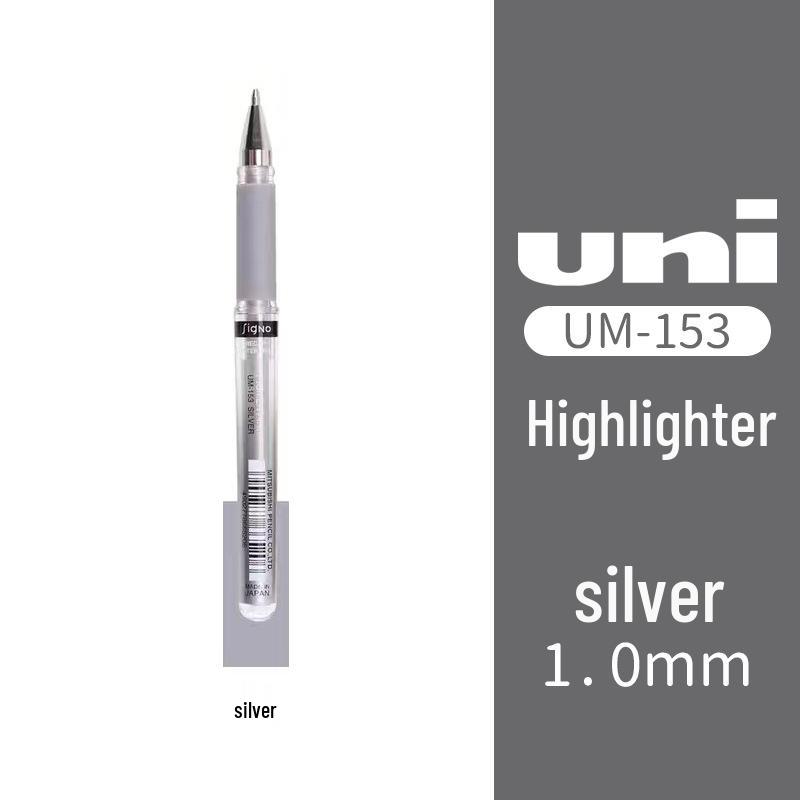 Uni Mitsubishi UM-153 Highlight Gold/Silver White Pens for Black Paper - Waterproof Quick Notes/Signature, 1.0mm. 1.0mm