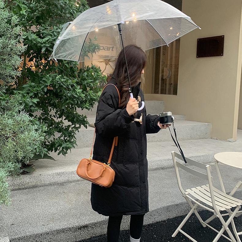 Thickened Korean-style Bread Coat with Horn Button Loose Fit Cotton Jacket