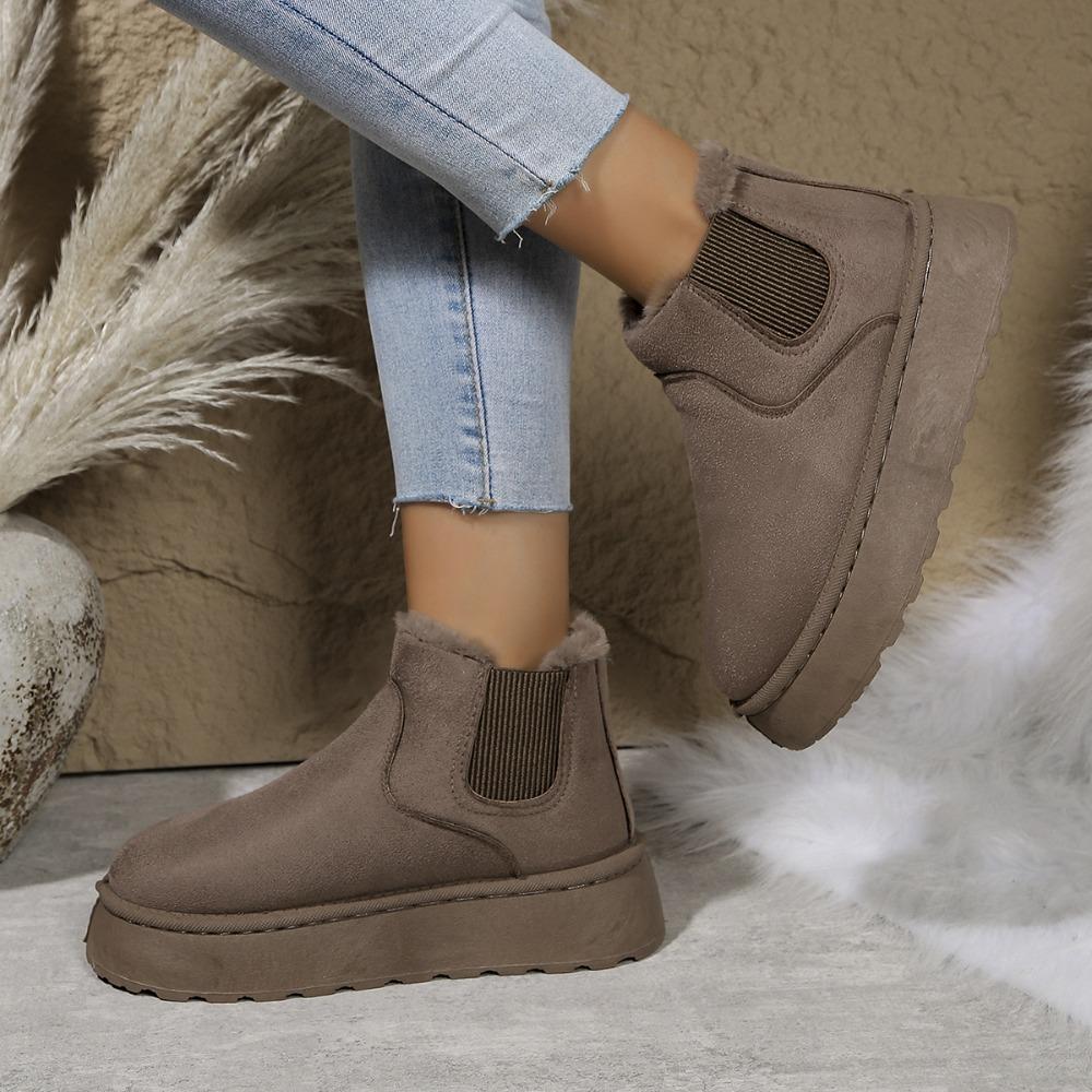 2025 Winter New Women's Thick Sole Snow Boots - Fleece Lined Thickened Slip-on Warm Bread Cotton Boots