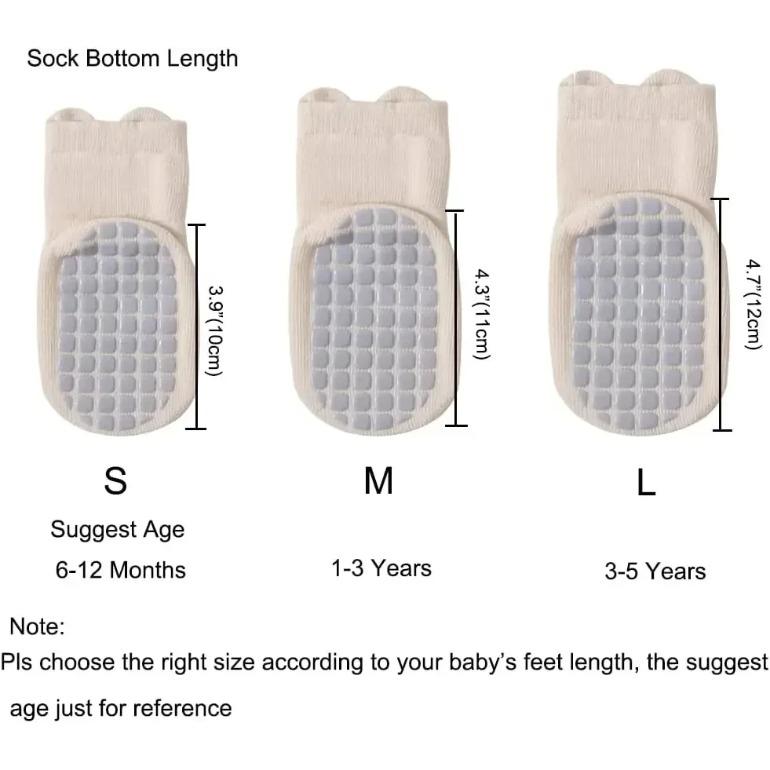5 Color 1Pair Baby Toddler Non Slip Socks, Cute Baby Socks with Grips Crew Socks Baby Clothes Socks Kids Girl Socks Boy Socks