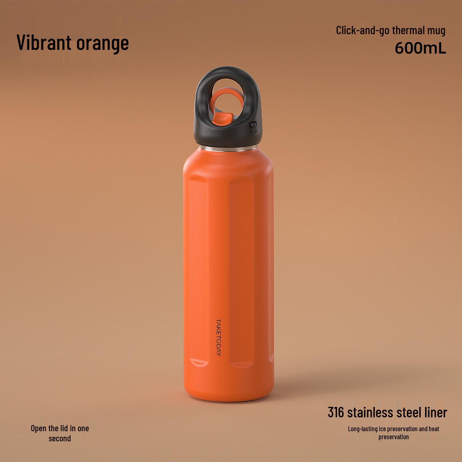 Exclusive Era Quick Open Thermos Cup: One-Button Large Capacity Sports Water Bottle 600ml