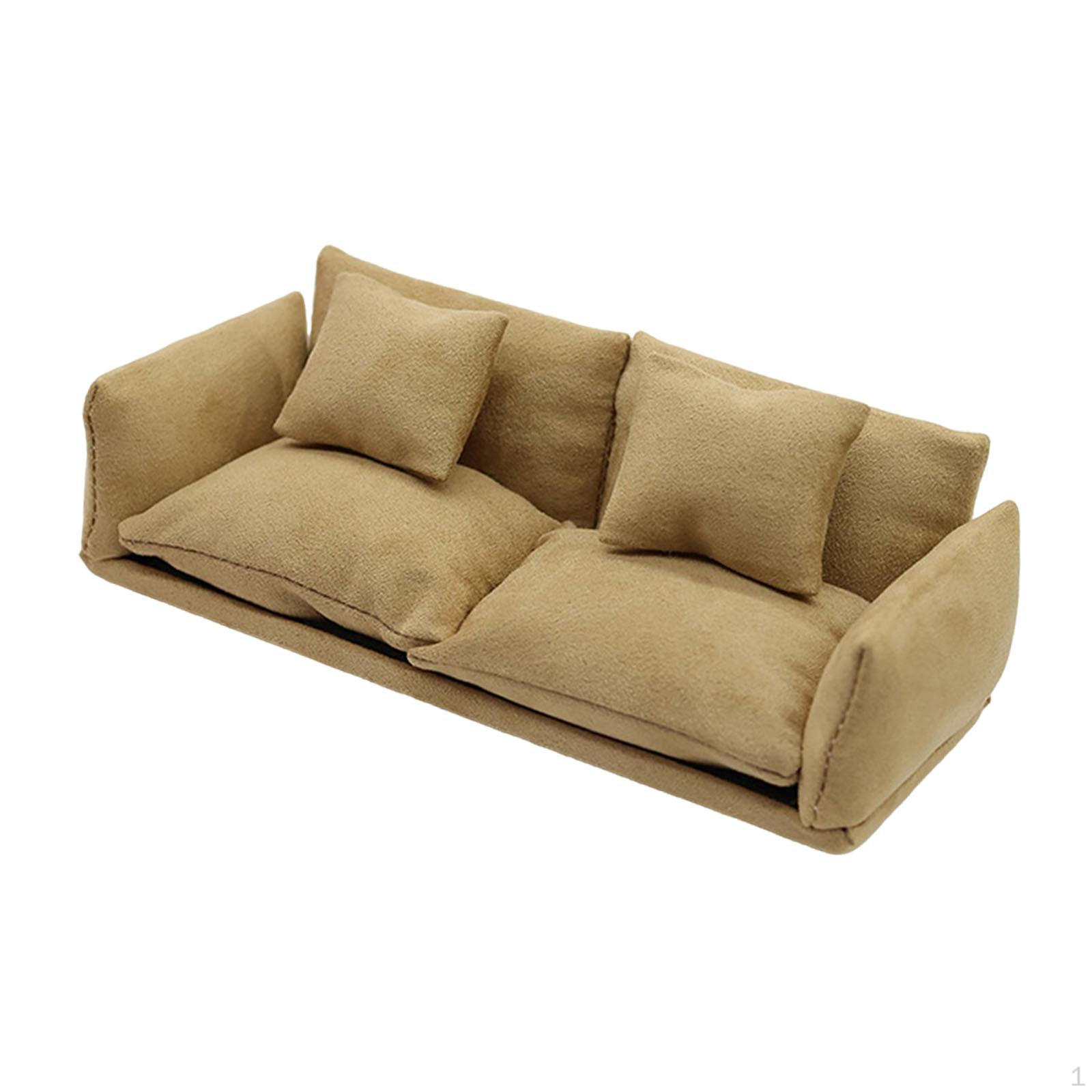

Miniature Dollhouse Sofa Couch 1:12 Scale Mini Furniture Toy Model with Pillow хакі