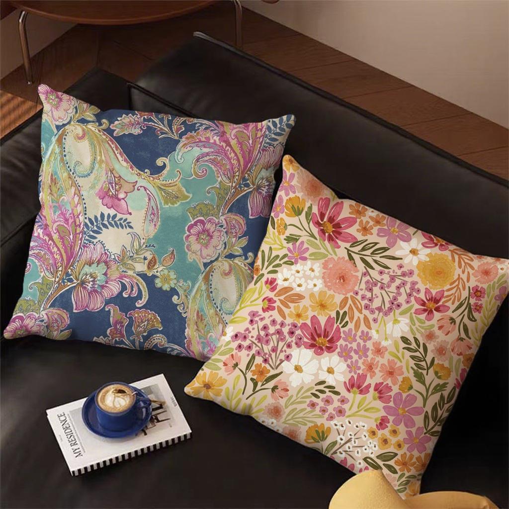 Bohemian Floral Paisley Throw Pillow Covers Pattern Cushion Cover Suitable For Sofa Bedroom Car Pillow Cover