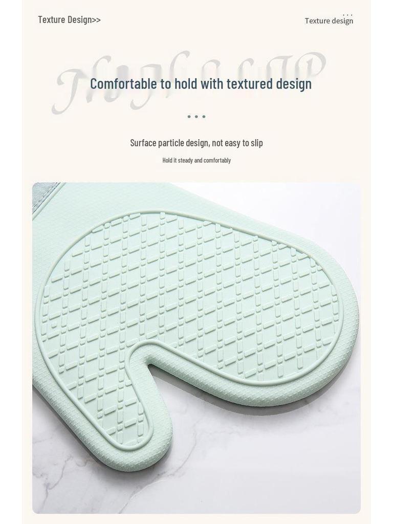 Silicone Heat-Resistant Non-Slip Oven Gloves, Thickened Two-Finger Design for Baking and Microwave Use