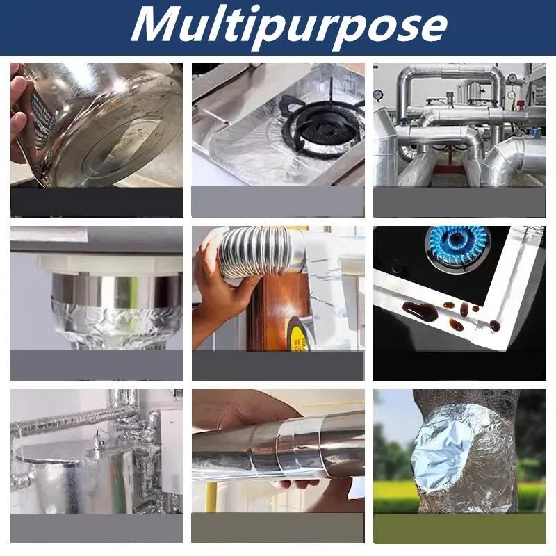 1PC-kitchen high-HighTemperature Resistance Aluminum Foil Tape Kitchen Pipe Repair Sealing Foil Heat Insulation Leak Proof Tape