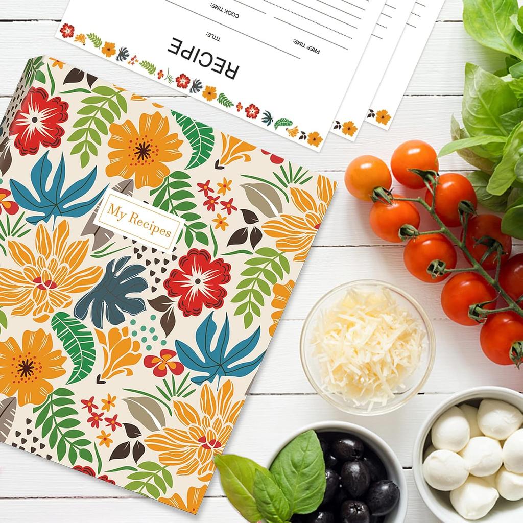 Recipe Binder 8.5" X 11" 3 Ring Full Page-Make Your Own Cookbook Binder with Plastic Page Protectors, Color Printing Paper and Full Page Dividers for