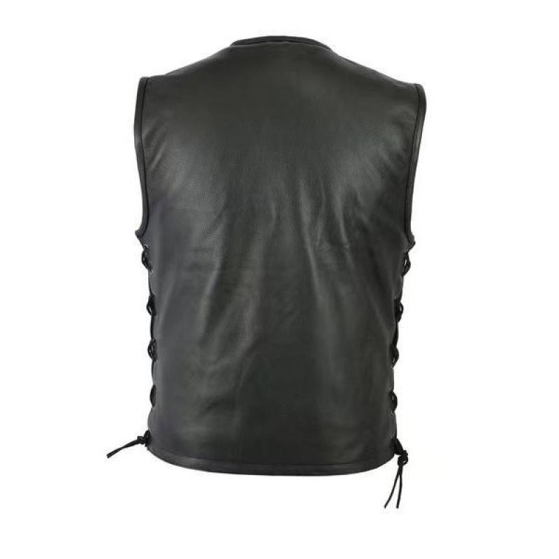 U 16799 Leather Vest With Collar Locomotive Leather Vest