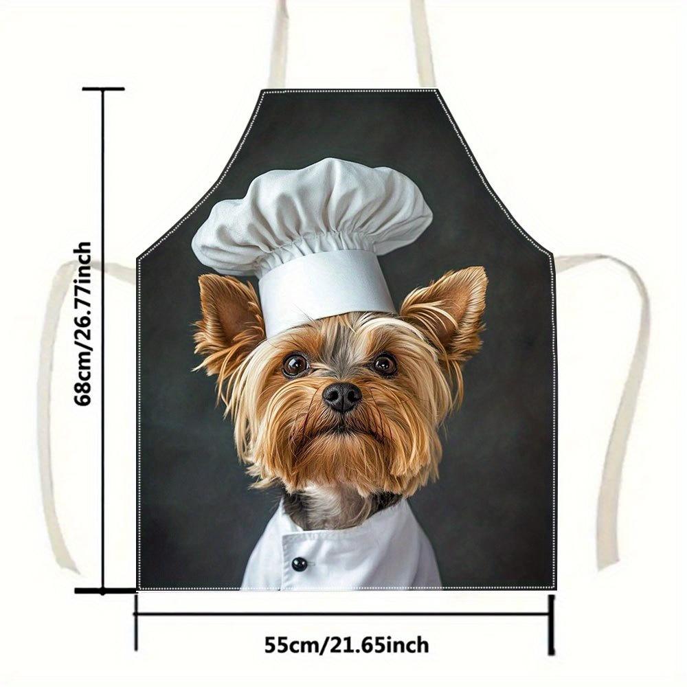 1pc, Yorkie Chef Dog Apron Linen Kitchen Cooking Baking Gift for Dog Lovers Women Men