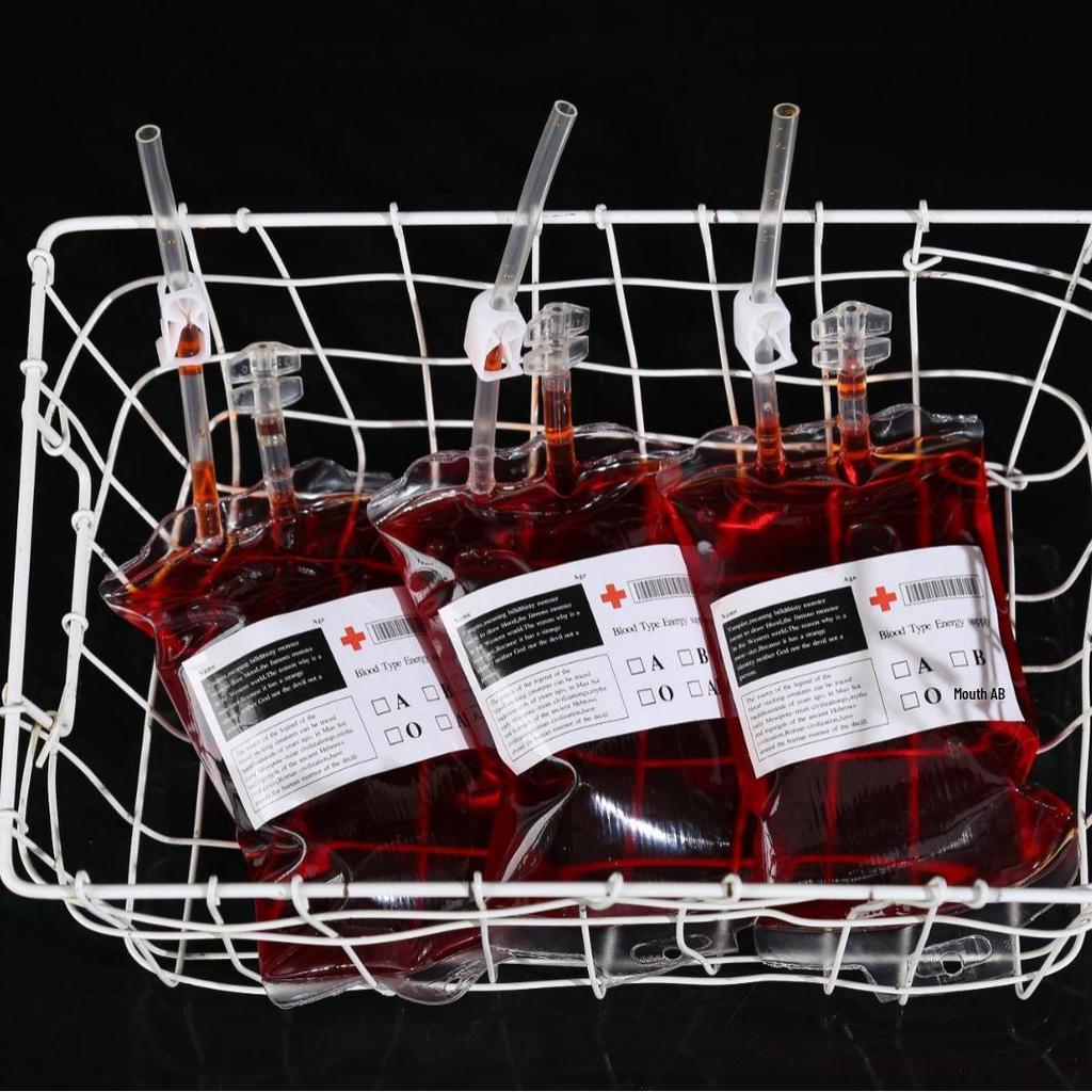 Halloween Double Tube Blood Bag Drink Pouch 350ml - PVC Plasma/Beer Prank Bag