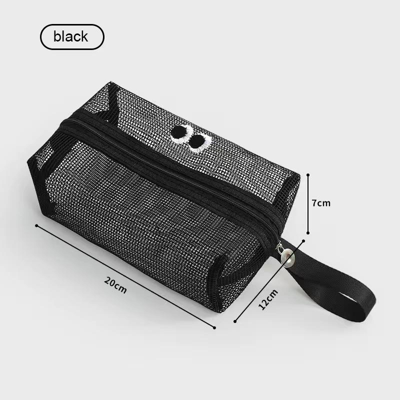 

Mesh Makeup Bag Women Transparent Cosmetic Bag Portable Storage Bags Travel Toiletries Towel Organizer Pouch Travel Storage Bag чорний