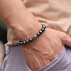 Fashion One Buddha One Demon Men Bracelet Beaded Unfading Stainless Steel Natural Tiger Eyes Healing Braslet Casual Accessories