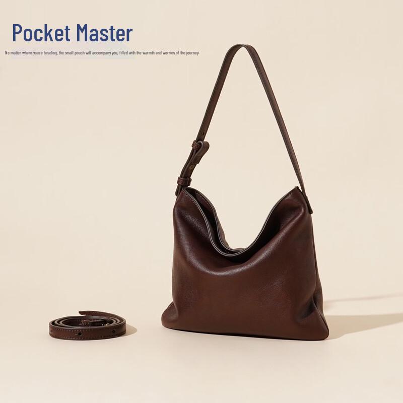 Dou Xiaozhu Retro Vegetable-Tanned Leather Crossbody Bag