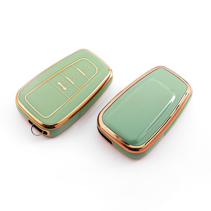 3 Buttons Gold Edge Shell Fob for Toyota Prius Camry Corolla CHR C-HR RAV4 Land Cruiser Prado TPU Car Key Case Cover Accessories