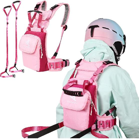 Children’s Ski Harness Trainer Snowboard Anti-fall Traction Belt Beginner Ski Auxiliary Bag with Safety Belt Kid’s Ski Backpack with Speed