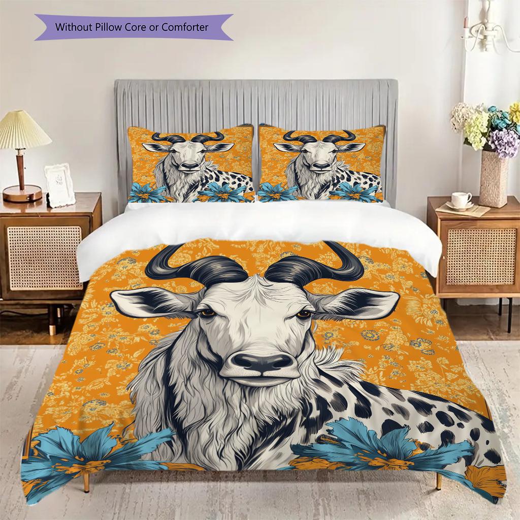 Leopard Sheep Pattern Bedding Quilt Set Quilt Cover Pillowcase Home Decoration Birthday Gift (1 * duvet cover + 2 * pillowcase, without core)