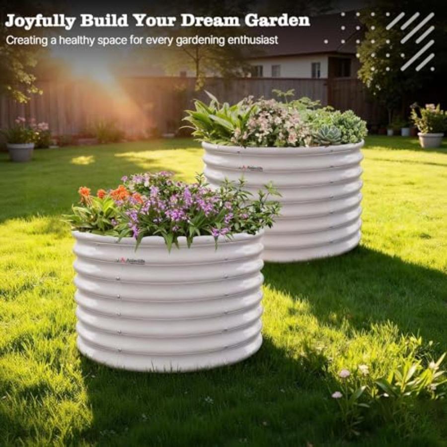 2-Pack 3ft X 24 Tall Galvanized Raised Garden Beds Outdoor Round Metal Planter Box for Planting Vegetables Flowers Herb Anti-Ru
