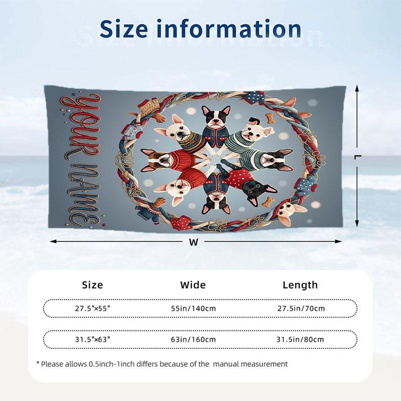 Dog Theme Beach Towel Personalized Custom Name & Text Soft Quick Dry Beach Towel for Swimming Travel
