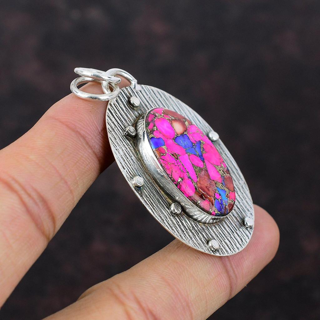 Pandantiv natural Kingman Pink Dahlia Turcoaz Pandantiv din argint 925 Pietre prețioase frumoase Bijuterii lucrate manual Cadou pentru femei Pandantiv uimitor