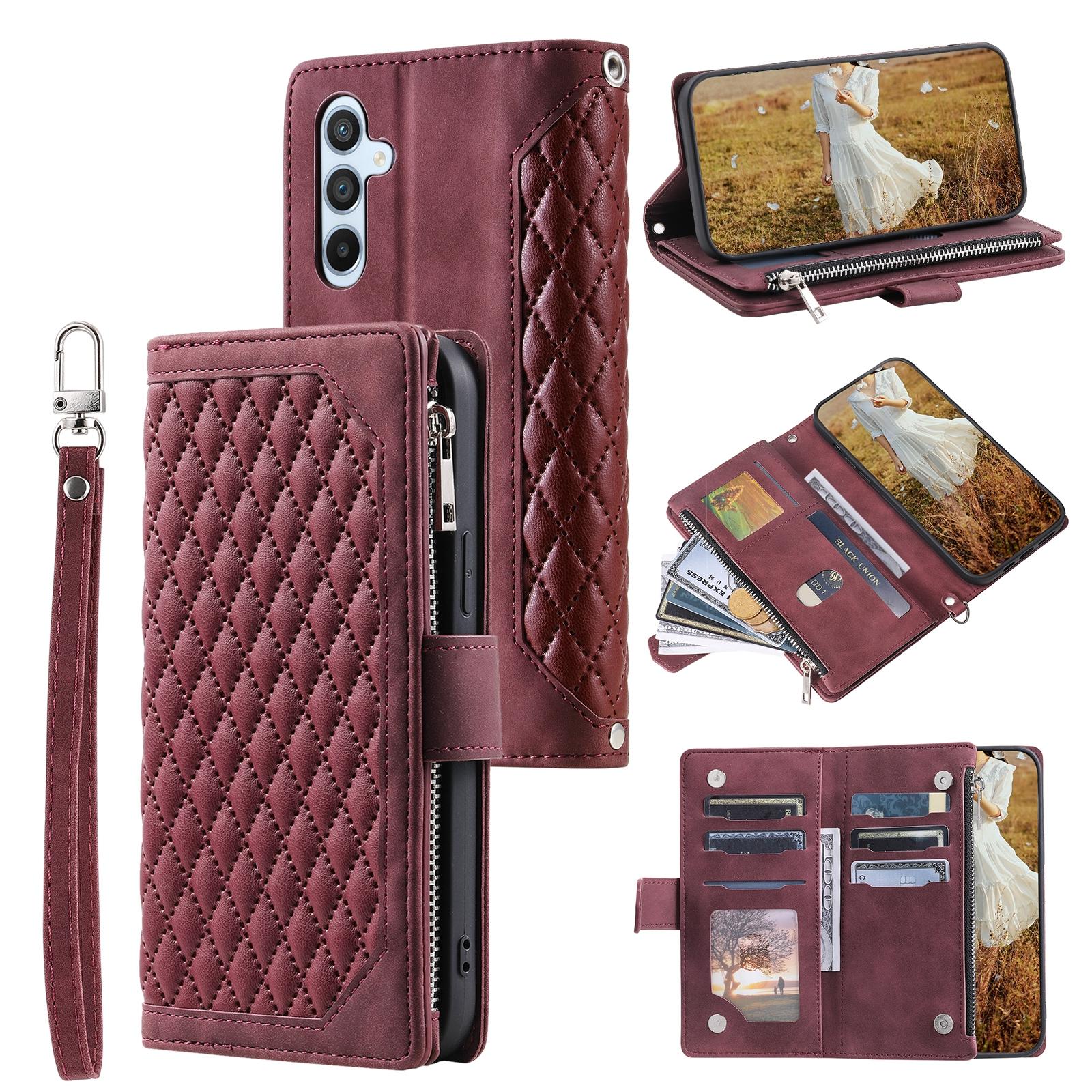 

Style 005 For Samsung Galaxy S25+ Wallet Case Rhombus PU Leather Zipper Phone Cover C