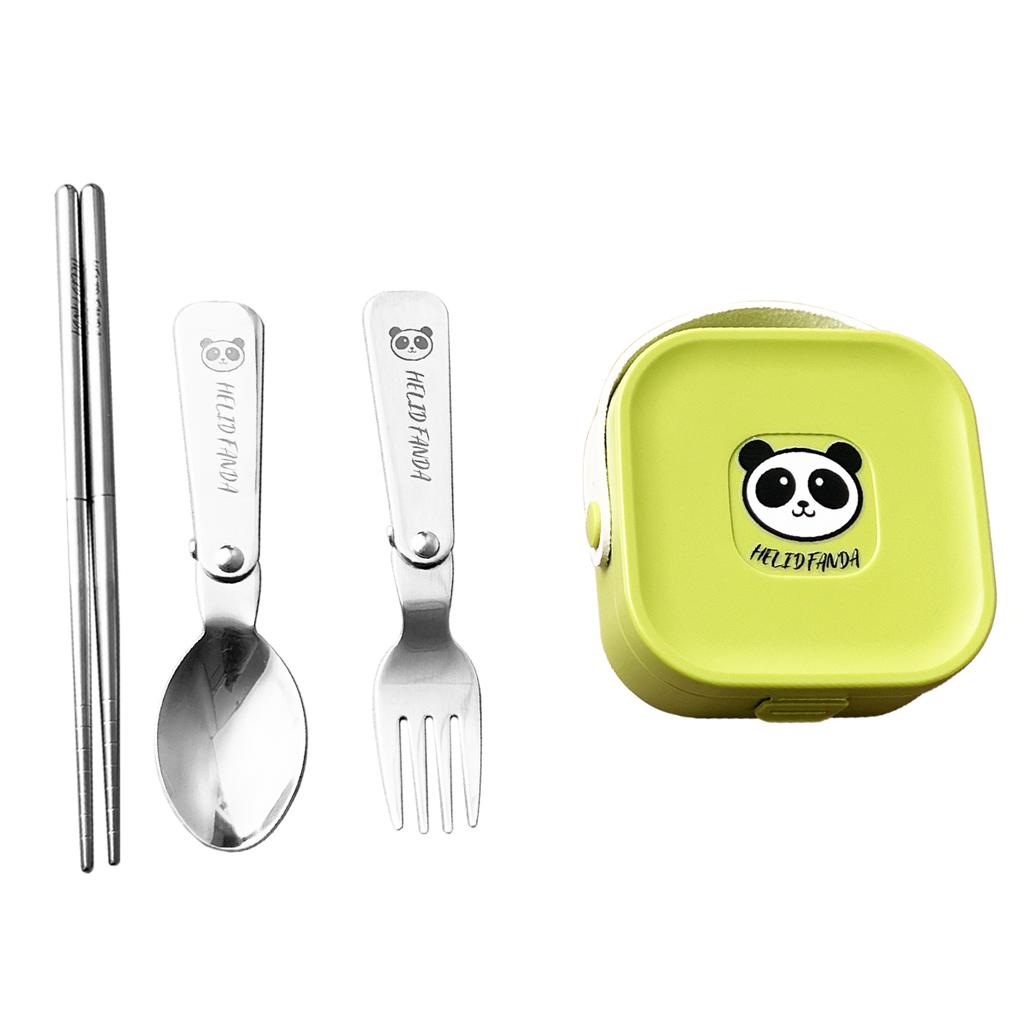  4Pcs Outdoor Portable Foldable Cutlery Set 304 Stainless Steel Fork Spoon Chopsticks With Box Camping Picnic Tableware