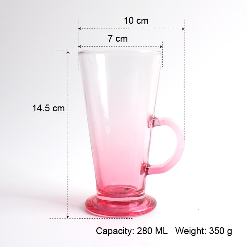 

9,5 унций Бокалы для ирландского кофе Бессвинцовое стекло Светло-розовый стеклянный бокал-латте с ручкой Прозрачный высокий стеклянный стакан для капучино и горячего шоколада 201-300ml розовый