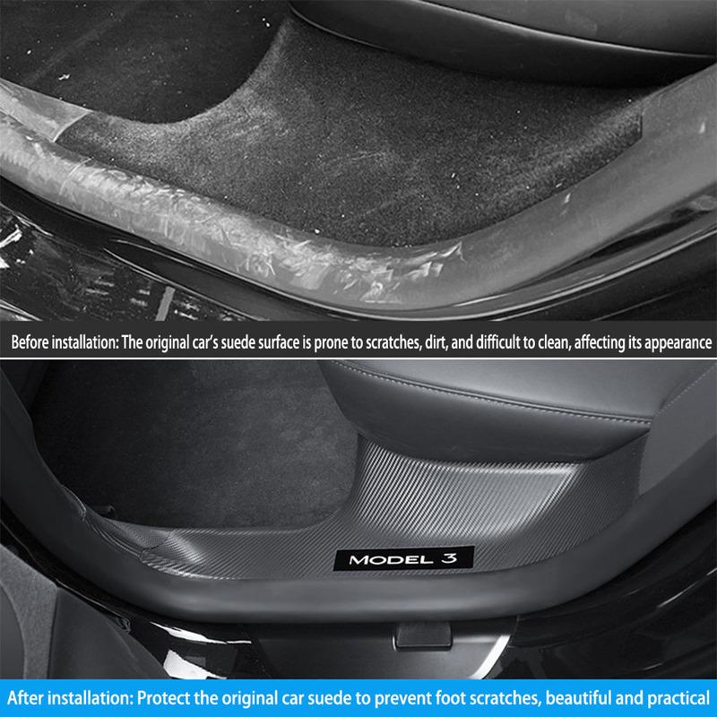 2 4 8Pcs ForTesla Model3/Y Highland 24-25ABS Front Rear Door Sill Protector Threshold Strip Anti-kick Guard Panel Waterproof Pad