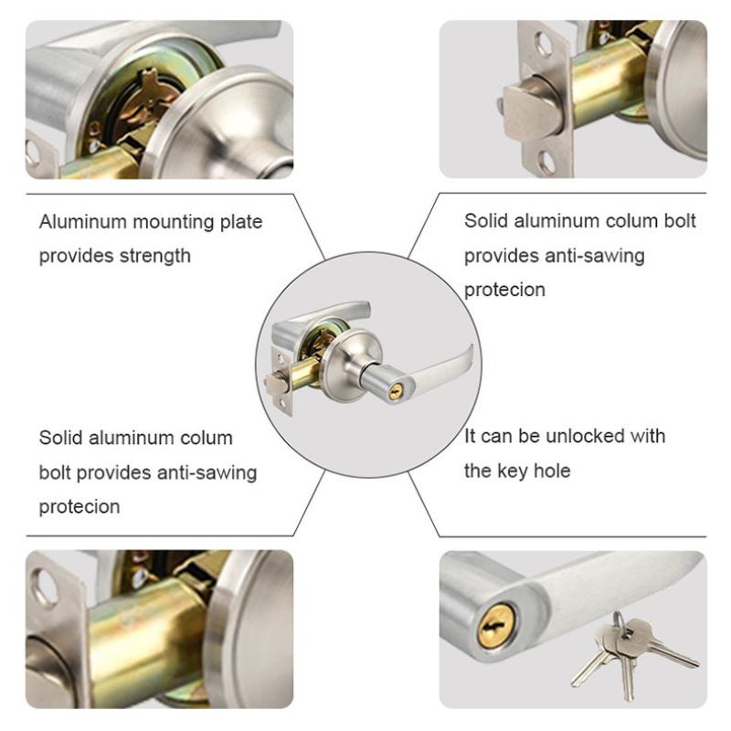 Door Handle Lock Round Entry Security Privacy Sliding Front Doors Entrance Keyed Locks For Bedroom Living Room Household