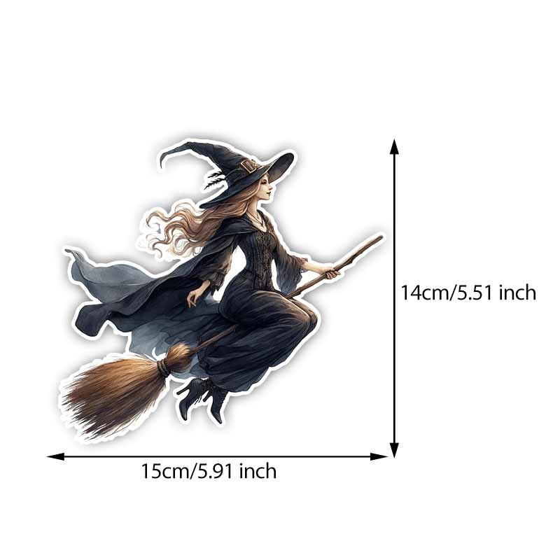 Witch on a Broom Car Stickers Waterproof Vinyl Decals Auto Body Window Bumper Decor Motorcycle Helmet Stickers TM184