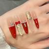 Sparkling Red French Style Handmade Wearable Nails: Elegant, High-Grade, and Whitening