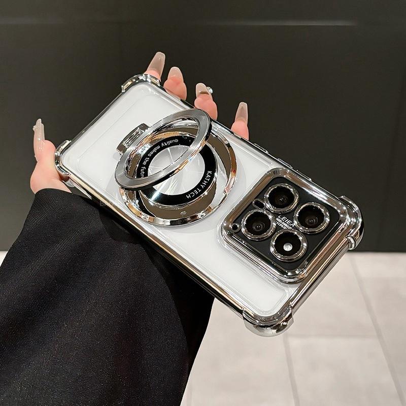 Applicable To Xiaomi Mi 15 Mobile Phone Case with Its Own Lens Film Redmi K90 Airbag Anti-drop Silicone Soft Case Magnetic Suction Bracket
