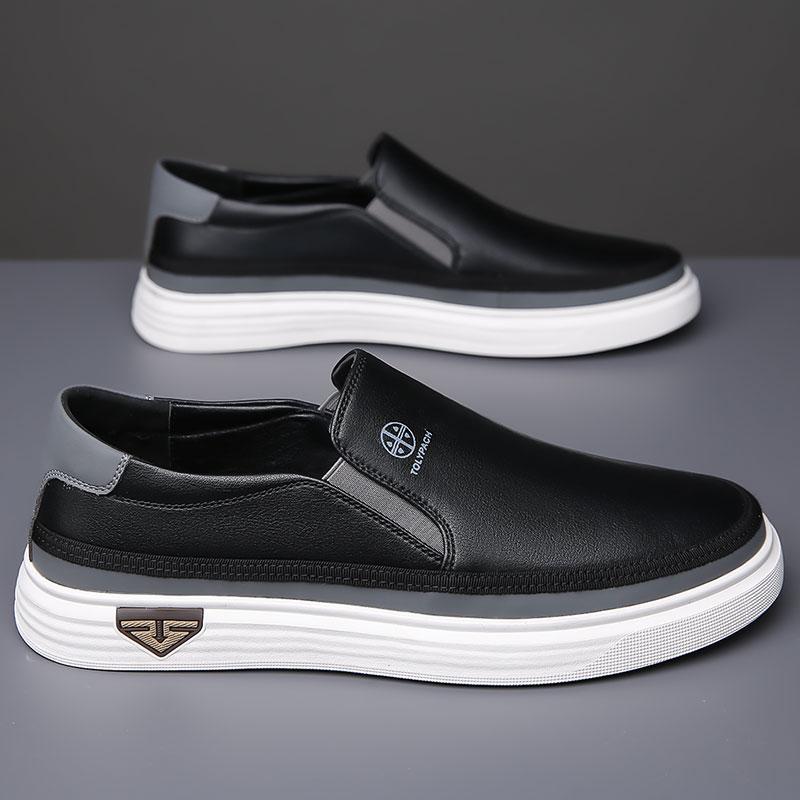 Fashion Brand Summer Fashion Comfortable Men's New Versatile White Shoes Genuine Leather Breathable Soft Soled Leather Shoes Board Shoes