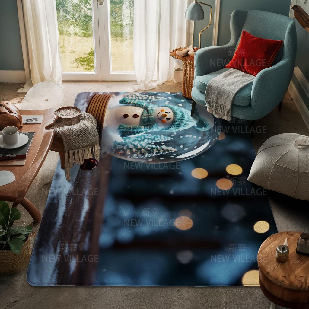 House Entrance Carpet Home Door Mat Living Room Bath Foot Bathroom Non-slip Water Absorption Rugs Bath Merry Christmas Winter