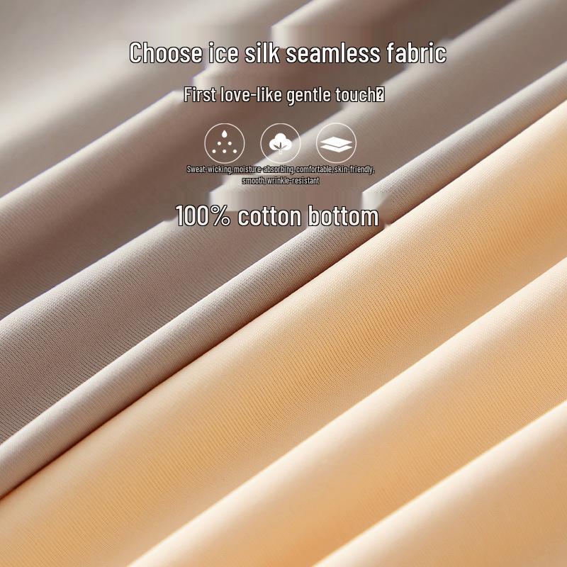 Ice Silk Seamless High Waist Tummy Control Women's Breathable Plus Size Safety Underlayer Pants