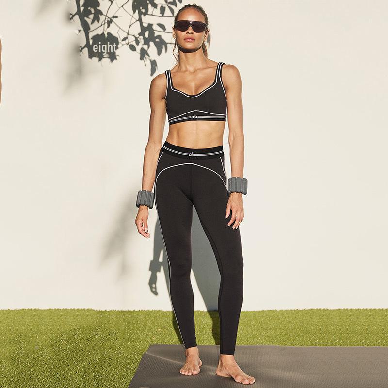 Alo Yoga Damski bezszwowy zestaw odzieży fitness z wysokim stanem