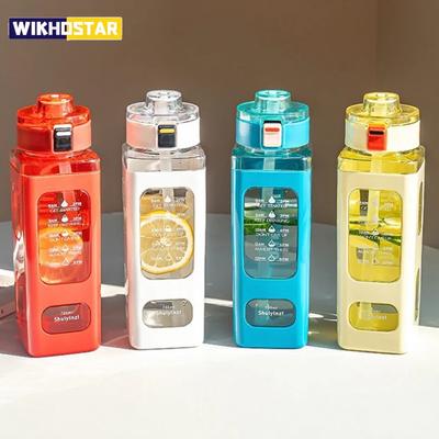 1pc 700ml Portable Sports Water Bottle With Straw Sippy Cup Plastic Tea Milk BPA Free Gourde Drink Bottle Suitable for Outdoors