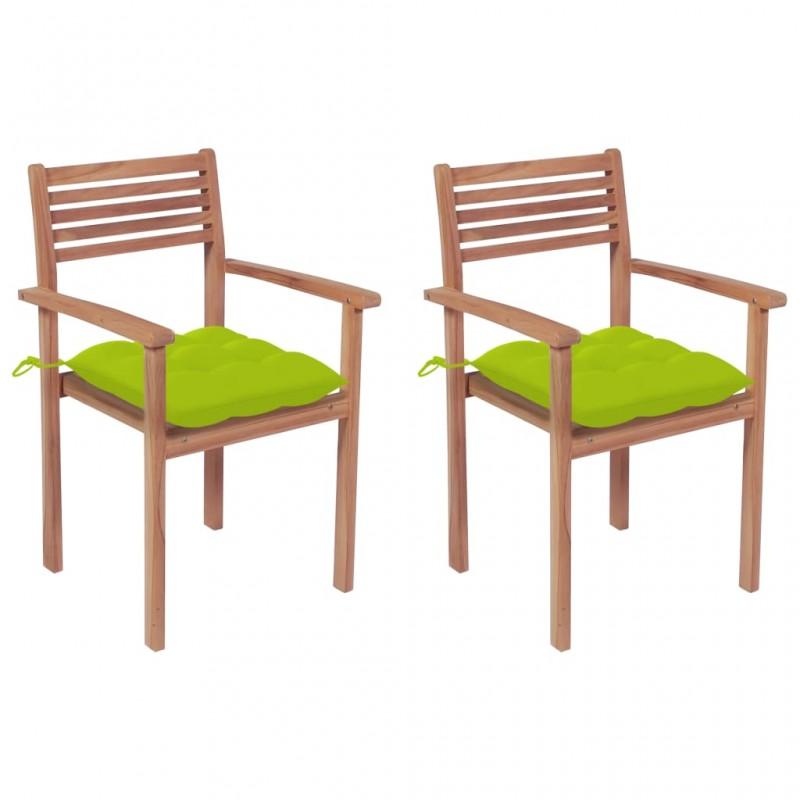 Day and Night - Day and Night Garden Chairs 2 Pcs Teak Wood and Bright Green Cushions