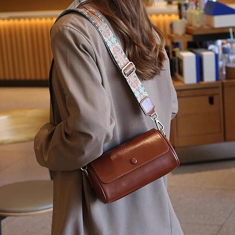Damen Natürliches Rindsleder Echte Leder Schultertasche Damen Retro Luxus Designer Handtasche Damen Weiche Retro Umhängetasche Unterarmtaschen Geldbörse