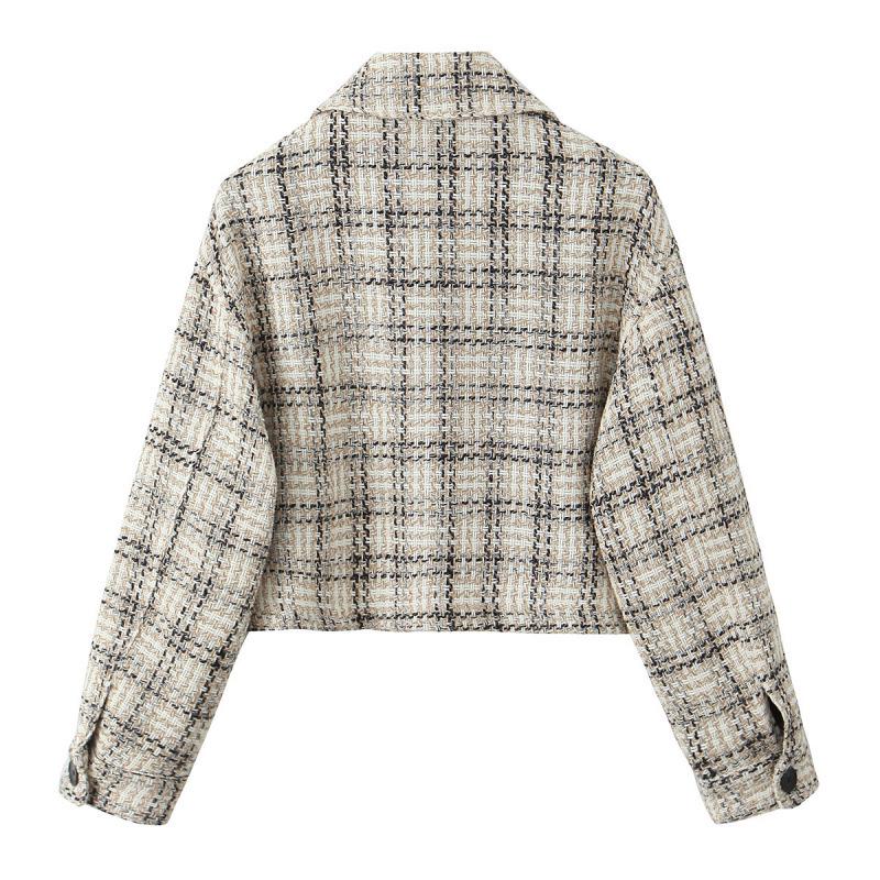 European & American Style Autumn Women's Casual Textured Short Jacket 9013118