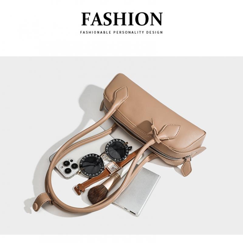 French Baguette Bag Retro Shoulder Bag for Women, Top Handle Crossbody Bag with Lock Closure & Zipper, Urban Minimalist Leather Purse 28*9*10cm