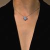 Silver Moissanite Diamond Loop Full Motif Pendant Clover Diamond White Gold Necklaces for Women Girls Jewelry Gift