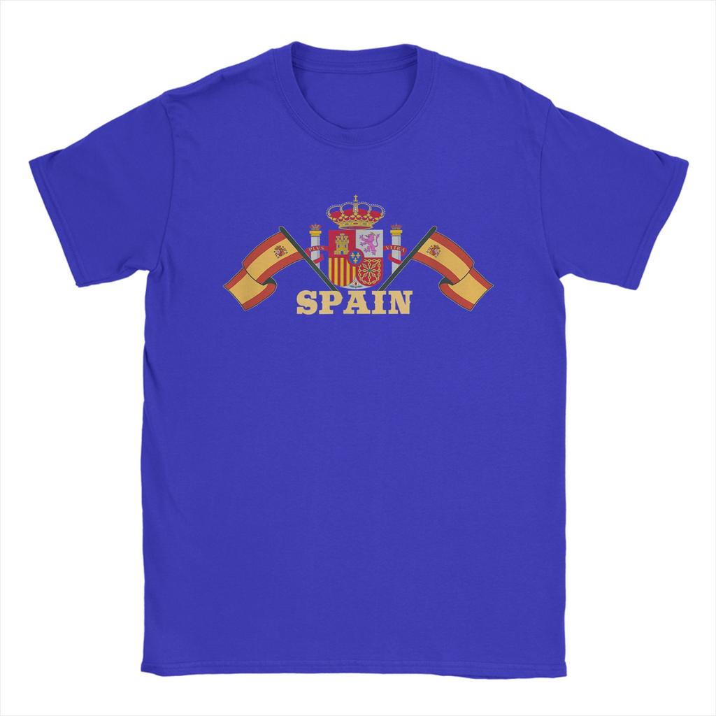 Spain Spanish Flag Pure Cotton T Shirt For Adult Summer Y2K Retro T Shirts Crew Neck Leisure Tees Oversized Pattern Tops