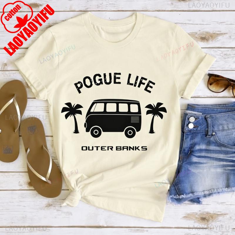Pogue Life Outer Banks Surf Van OBX Lovers Gift Show Fans Unisex Shirt Allmatch Regular Short Sleeve Printed Tshirt Tops
