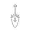 Edelstahl Zirkon Schmetterling Bauchnabelring und Kette