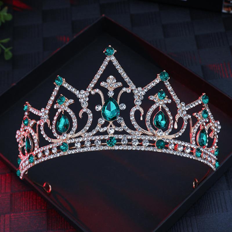 European Style Wedding New Style Tiara Inlaid with Rhinestone Crystal Bridal Round Alloy Inlaid Diamond Crown Baroque