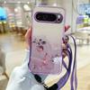 KADEM For Google Pixel 10 Pro XL Case Flower Pattern TPU Gradient Phone Cover with Lanyards