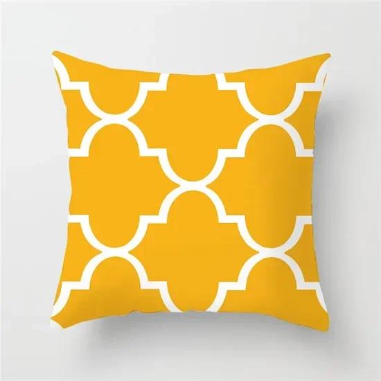 Geometric Cushion Covers Yellow Plaid Stripes Print Pillow Case For Home Chair Sofa Decoration Pillowcases 45cm*45cm