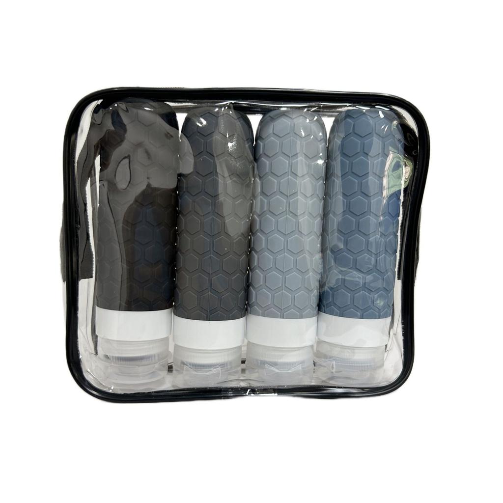 Silicone Travel Bottles Set Portable Dispenser Bottle for 4 Pack Travel BottlesSet with Toiletry Bag