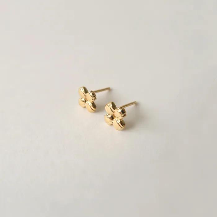 14K_SMALL LAYERED CROSS GOLD EARRINGS